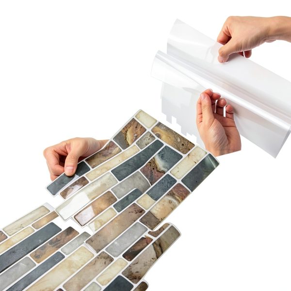 Marble Peel and Stick Backsplash LONGKING 12x12 Inch Beige 10 Sheets-4
