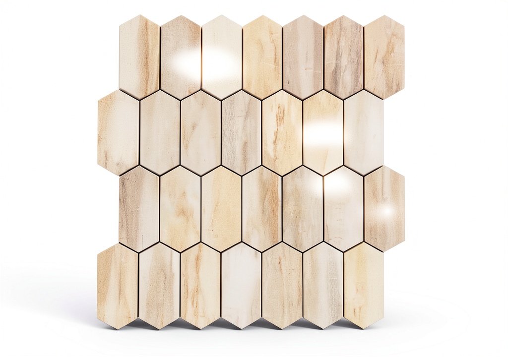 Installing Vamos Tile Wood Grain Hexagon Peel‑Stick Backsplash 12x12in 10 Sheet on a kitchen wall