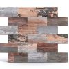 DEWOO 20-Sheet Peel and Stick Rustic Backsplash Wall Tile Self Adhesive for Kitchen Farmhouse Faux Wood Look (13.5" x 11.4")-5