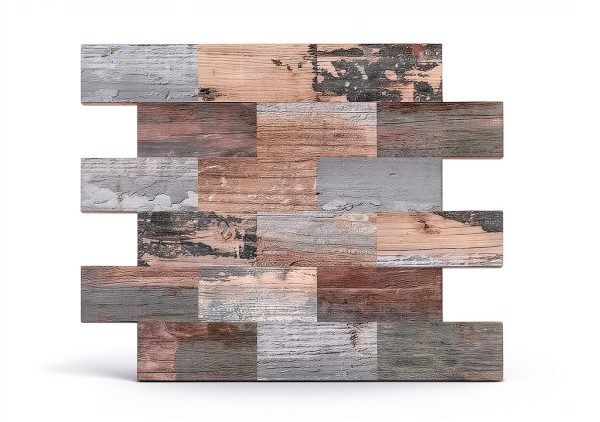 DEWOO 20-Sheet Peel and Stick Rustic Backsplash Wall Tile Self Adhesive for Kitchen Farmhouse Faux Wood Look (13.5" x 11.4")-5