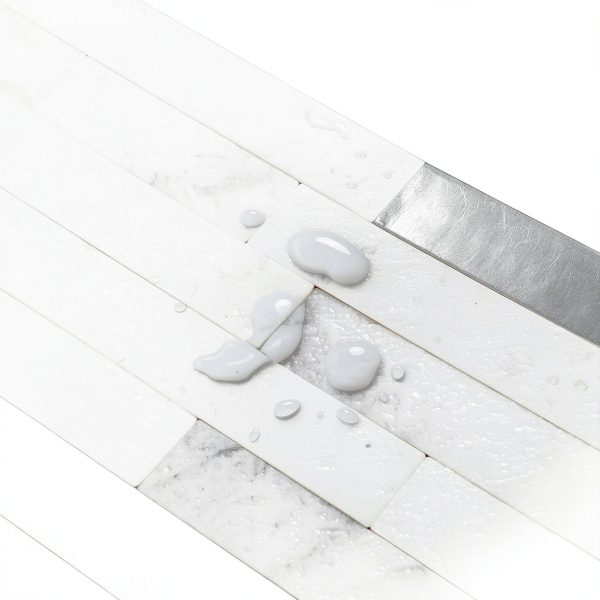 AULIGET 40 Sheets Faux Stone Peel and Stick Backsplash, White Marble Look PVC Wall Tiles Stick on Backsplash for Kitchen-2