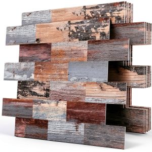DEWOO 20-Sheet Peel and Stick Rustic Backsplash Wall Tile Self Adhesive for Kitchen Farmhouse Faux Wood Look (13.5" x 11.4")-0
