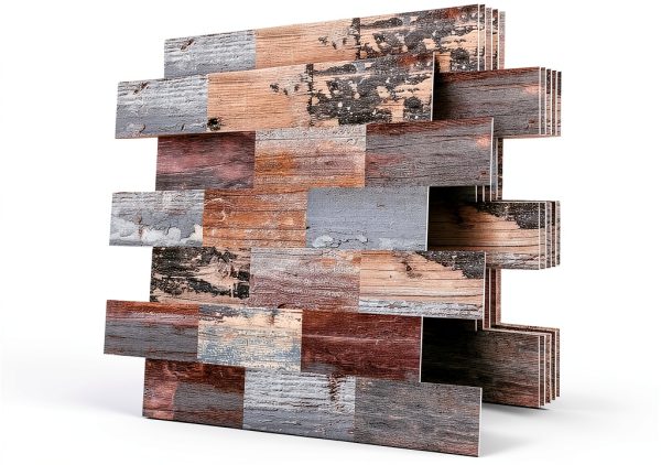 DEWOO 20-Sheet Peel and Stick Rustic Backsplash Wall Tile Self Adhesive for Kitchen Farmhouse Faux Wood Look (13.5" x 11.4")-0