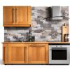 DEWOO 20-Sheet Peel and Stick Rustic Backsplash Wall Tile Self Adhesive for Kitchen Farmhouse Faux Wood Look (13.5" x 11.4")-1