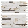 AULIGET 40 Sheets Faux Stone Peel and Stick Backsplash, White Marble Look PVC Wall Tiles Stick on Backsplash for Kitchen-0