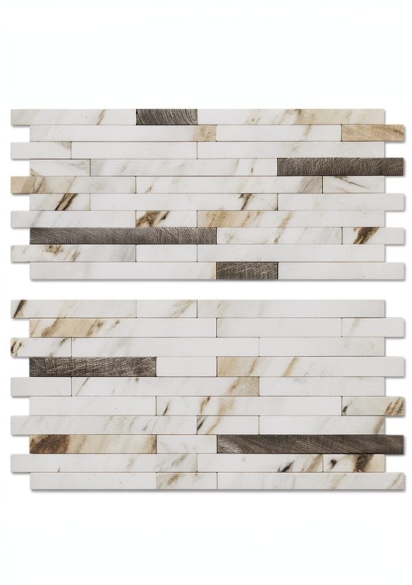 AULIGET 40 Sheets Faux Stone Peel and Stick Backsplash, White Marble Look PVC Wall Tiles Stick on Backsplash for Kitchen-0