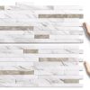 STICKGOO 20 Sheets Peel and Stick Backsplash Tile, Stick on Backsplash for Kitchen and Bathroom, White Marble Look PVC Mixed Metal Silver Self Adhesive Wall Tiles-0